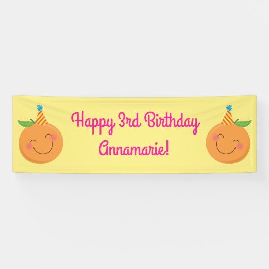 Banderoles Little Cutie Tangerine fête d'anniversaire (Horizontal)