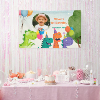 Banderoles Little Dino 1st Birthday Banner