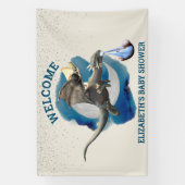 Banderoles Little Knight Dragon Silver Star Baby shower (Verticale)