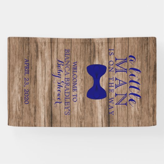 Banderoles Little Man Baby shower | Rustic Wood Navy Bow crav (Horizontal)