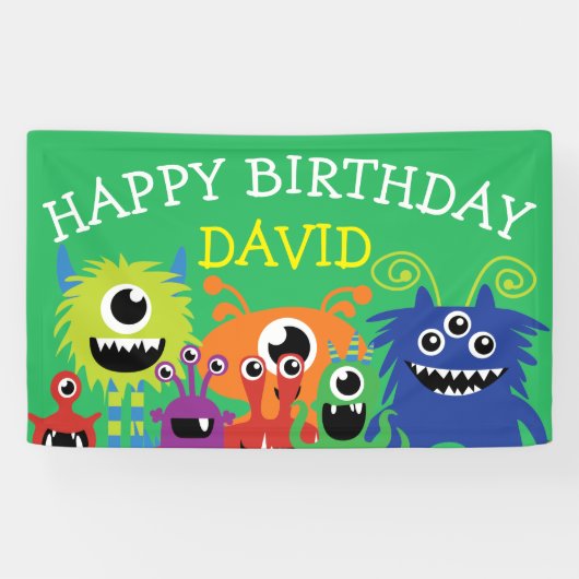 Banderoles Little Monster Boy Birthday Party Cube (Horizontal)