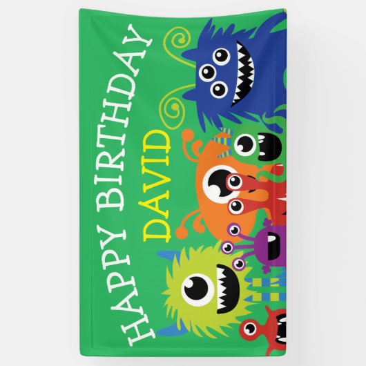 Banderoles Little Monster Boy Birthday Party Cube (Vertical)