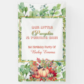 Banderoles Little Pumpkin Green Wreath Fall Leaves Watercolor (Vertical)
