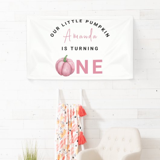 Banderoles Little Pumpkin première fête d'anniversaire (En situation)