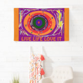 BANDEROLES LIVE LIFE L'AIME DANS PURPLE ORANGE ART DESIGN (En situation)