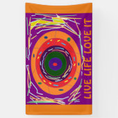 BANDEROLES LIVE LIFE L'AIME DANS PURPLE ORANGE ART DESIGN (Vertical)