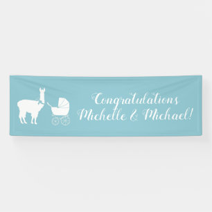 Banderoles Llama Baby shower Cute Blue Boy