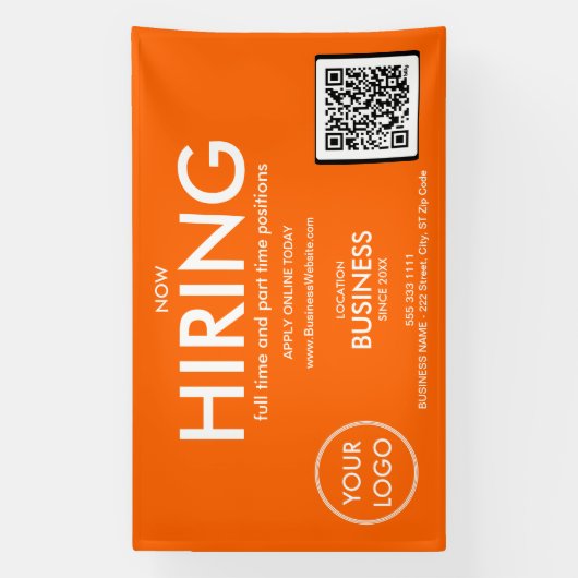 Banderoles Location de Logo Entreprise Orange Moderne Code QR (Verticale)