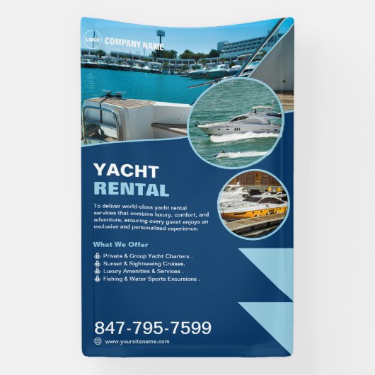 Banderoles Location de yacht personnalisable (Verticale)