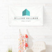 Banderoles Logo Abstrait de la maison Turquoise/blanc (En situation)
