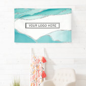Banderoles Logo aquarelle vert menthe sarcelle agate paillett (En situation)