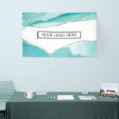 Banderoles Logo aquarelle vert menthe sarcelle agate paillett (Salon professionnel)