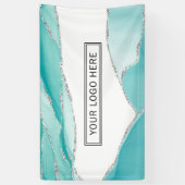 Banderoles Logo aquarelle vert menthe sarcelle agate paillett (Vertical)