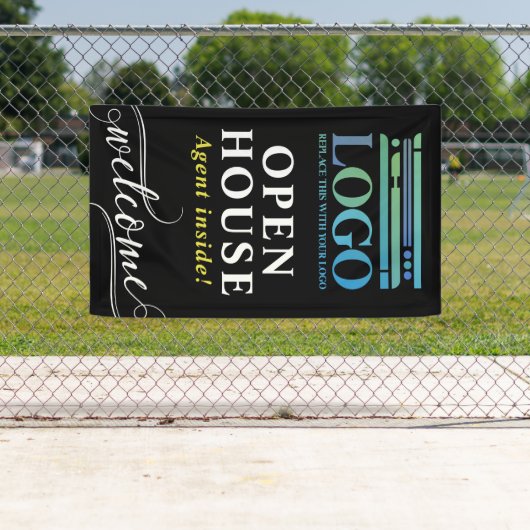 Banderoles Logo Black Open House Realtor Bienvenue (En situation)