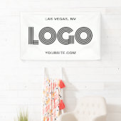 Banderoles Logo blanc et noir moderne grand rectangulaire (En situation)