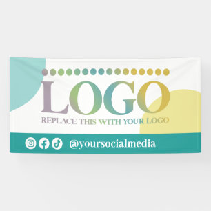 Banderoles Logo Cercles Turquoise Jaune Réseaux Sociaux