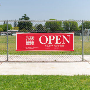 Banderoles Logo d'affaires blanc personnalisé Heures d'ouvert