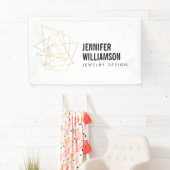 Banderoles Logo d'architecture géométrique Abstrait Blanc/Or (En situation)