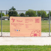 Banderoles Logo de colibri rose QR Code Peach Fuss Business (Insitu)