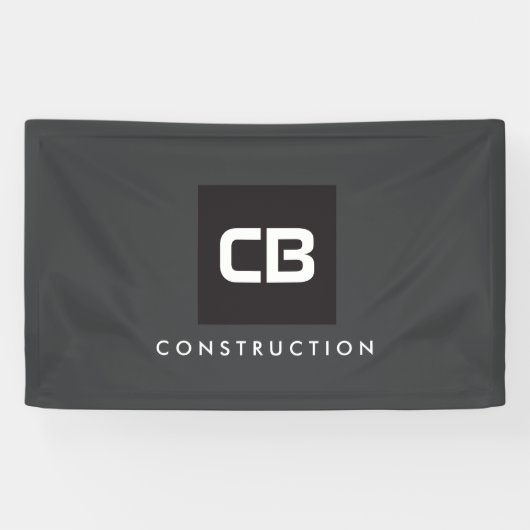 Banderoles Logo de construction de Monogramme Carré noir gris (Horizontal)