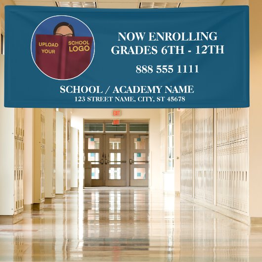 Banderoles Logo de l'école bleue moderne maintenant s'inscrir