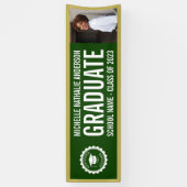 Banderoles Logo de l'école Graduation Photo Green Gold Banniè (Vertical)