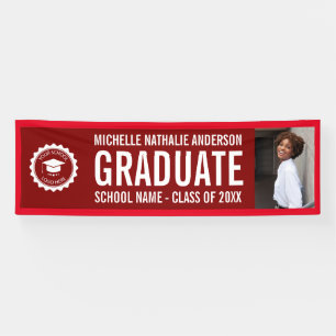 Banderoles Logo de l'école Graduation Photo Party Maroon et r