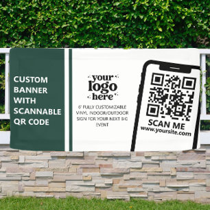 Banderoles Logo de l'entreprise QR Code Vinyl Green Intérieur