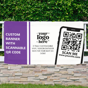 Banderoles Logo de l'entreprise QR Code Vinyl Purple Intérieu