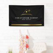 Banderoles Logo de maison d'or moderne Immobilier (En situation)