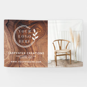 Banderoles Logo de menuiserie en bois moderne et élégant Phot