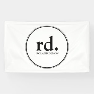 Banderoles Logo de monogramme d'entreprise noir et blanc prom