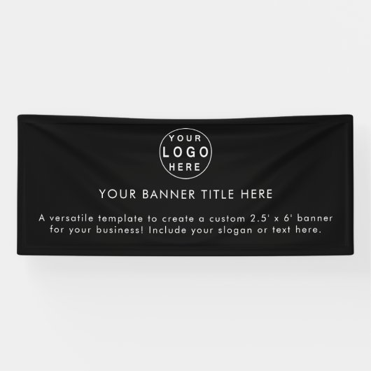 Banderoles Logo d'entreprise | Black Modern Advertising 6' Ba (Horizontal)
