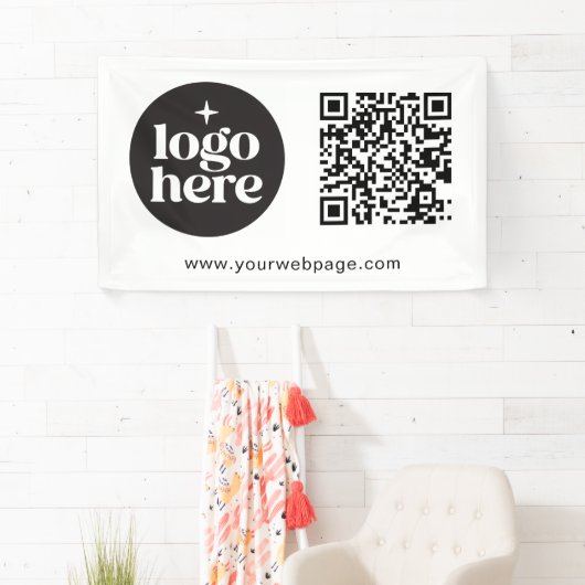 Banderoles Logo d'entreprise blanc simple Code QR (En situation)
