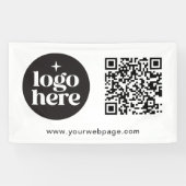 Banderoles Logo d'entreprise blanc simple Code QR (Horizontal)