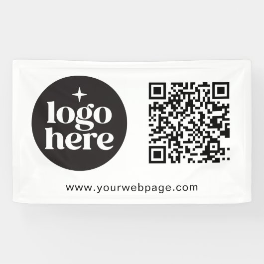 Banderoles Logo d'entreprise blanc simple Code QR (Horizontal)