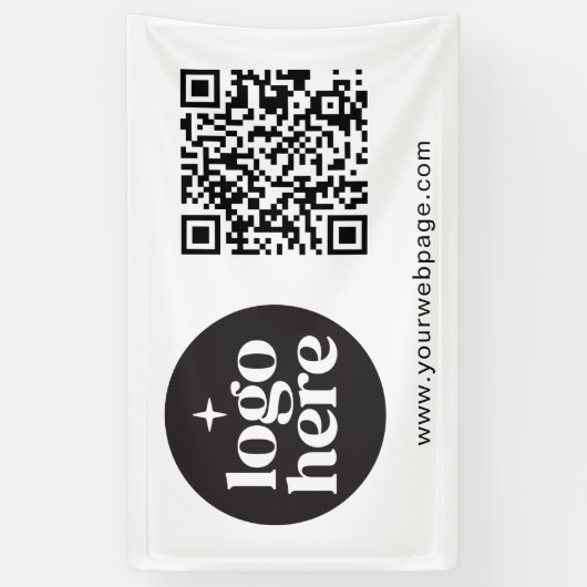 Banderoles Logo d'entreprise blanc simple Code QR (Vertical)