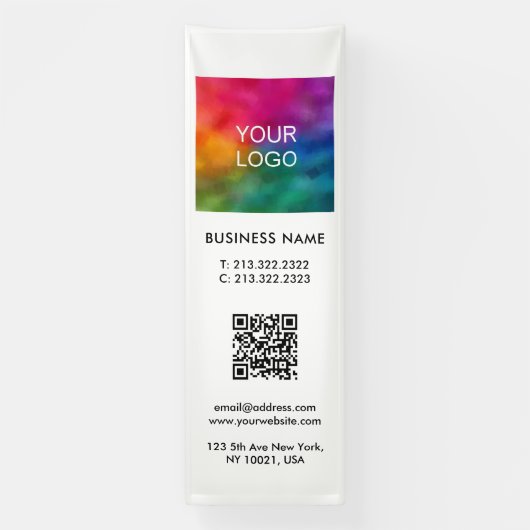 Banderoles Logo d'entreprise Code QR vertical intérieur grand (Verticale)