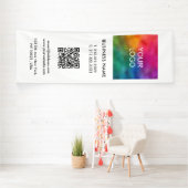 Banderoles Logo d'entreprise Code QR vertical intérieur grand (Insitu)