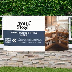 Banderoles Logo d'entreprise Marine Blue Modern QR Code Photo