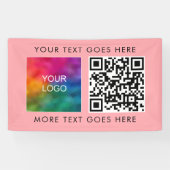 Banderoles Logo d'entreprise moderne QR Code Modèle rose pâle (Horizontal)
