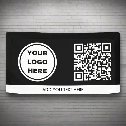 Banderoles Logo d'entreprise noir et blanc et code QR promoti