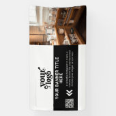 Banderoles Logo d'entreprise noir et blanc moderne QR Code ph (Verticale)