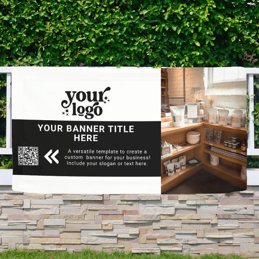 Banderoles Logo d'entreprise noir et blanc moderne QR Code ph