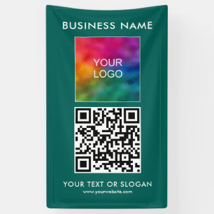 Banderoles Logo d'entreprise QR Code ici Vertical Moderne Ext