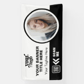 Banderoles Logo d'entreprise QR Code Photo Intérieur Noir ext (Verticale)