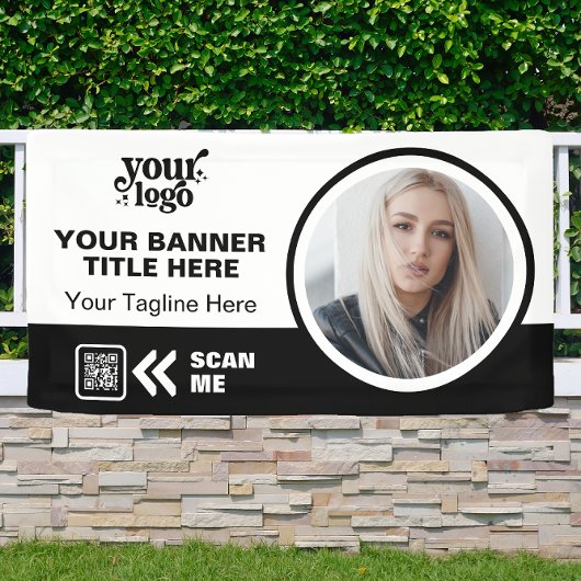 Banderoles Logo d'entreprise QR Code Photo Intérieur Noir ext