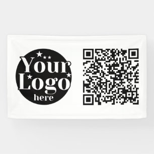 Banderoles Logo d'entreprise & QR Moderne Minimaliste Panneau