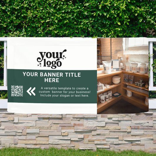 Banderoles Logo d'entreprise Vert foncé Moderne QR Code Photo