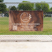 Banderoles Logo design moderne en bois de charpenterie Code Q (En situation)